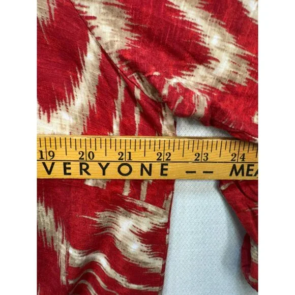 Chicos Womens Knitted Blouse Size 3 Red Abstract 3/4 Sleeve Retro Pullover Y2K - Picture 9 of 12